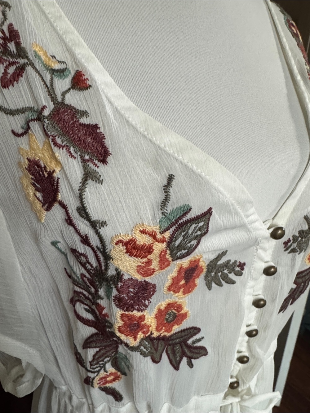 Xhilaration White Sheer Embroidered Floral Maxi Swim Coverup - Picture 2 of 3